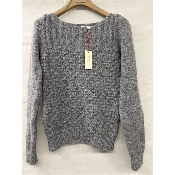 NEW ANTHROPOLOGIE MEADOW RUE KENAI TEXTURED PULLOVER SWEATER TOP GREY XS XSMALL - Picture 1 of 8